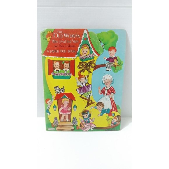 Vintage Saalfield The Old Woman Who Lived in a Shoe Uncut Paper Dolls Book - Picture 1 of 7